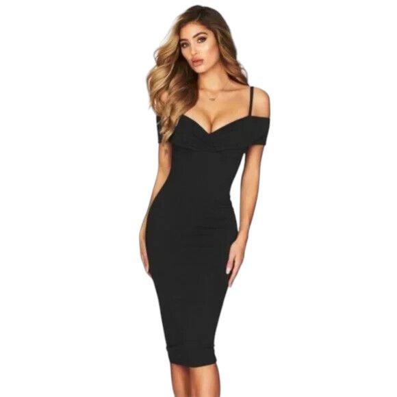 Nookie Phoenix Off Shoulder Dress Black Size Small - Picture 1 of 8